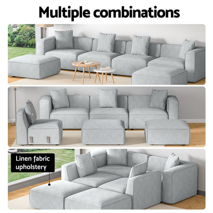 Artiss Modular Sofa Chaise Set 6-Seater Grey - ElectronX Plus