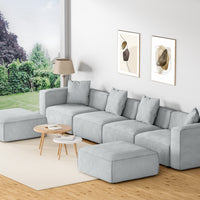 Artiss Modular Sofa Chaise Set 6-Seater Grey - ElectronX Plus