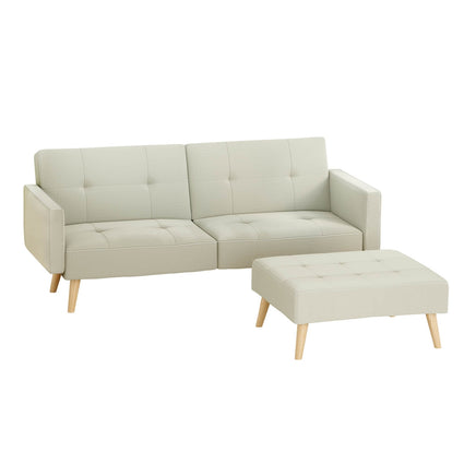 Artiss Sofa Bed Ottoman 200CM Beige Faux Linen - ElectronX Plus