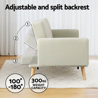 Artiss Sofa Bed Ottoman 200CM Beige Faux Linen - ElectronX Plus