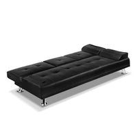 Artiss Sofa Bed 188CM Black PU Leather - ElectronX Plus