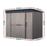 Giantz Garden Shed 2.31x1.31M Sheds Outdoor Storage Tool Metal Workshop Shelter Double Door - ElectronX Plus