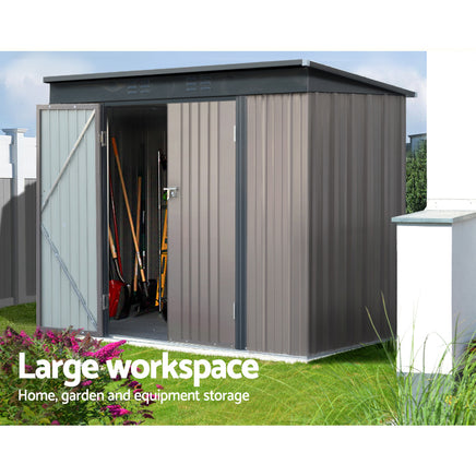 Giantz Garden Shed 2.31x1.31M Sheds Outdoor Storage Tool Metal Workshop Shelter Double Door - ElectronX Plus