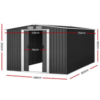 Giantz Garden Shed 2.58x3.14M w/Metal Base Sheds Outdoor Storage Workshop Shelter Sliding Door - ElectronX Plus