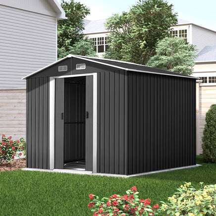 Giantz Garden Shed 2.58x3.14M w/Metal Base Sheds Outdoor Storage Workshop Shelter Sliding Door - ElectronX Plus