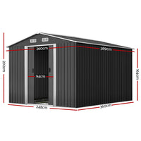 Giantz Garden Shed 2.6x3.9M w/Metal Base Sheds Outdoor Storage Workshop Tool Shelter Sliding Door - ElectronX Plus