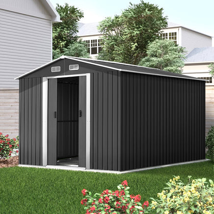 Giantz Garden Shed 2.6x3.9M w/Metal Base Sheds Outdoor Storage Workshop Tool Shelter Sliding Door - ElectronX Plus