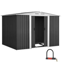 Giantz Garden Shed 2.58x2.07M w/Metal Base Sheds Outdoor Storage Double Door Tool - ElectronX Plus