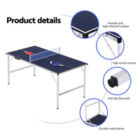 Everfit Table Tennis Ping Pong Table Portable Foldable Family Game Home Indoor - ElectronX Plus