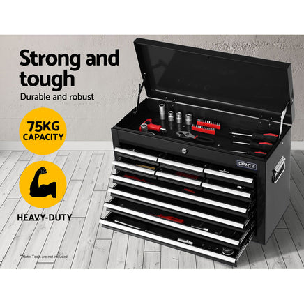 Giantz 10 Drawer Tool Box Cabinet Chest Toolbox Storage Garage Organiser Black - ElectronX Plus