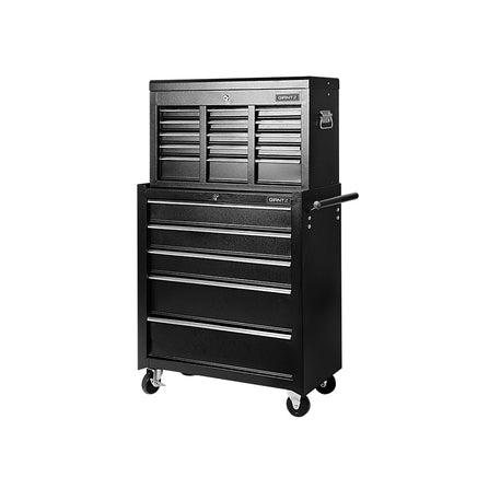 Giantz 14 Drawer Tool Box Cabinet Chest Mechanic Garage Storage Trolley Black - ElectronX Plus