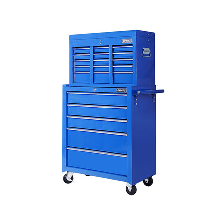 Giantz 14 Drawer Tool Box Cabinet Chest Mechanic Garage Storage Trolley Blue - ElectronX Plus