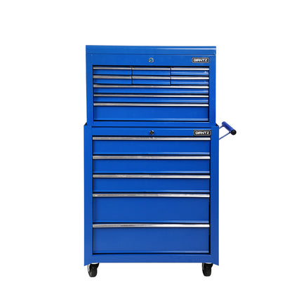 Giantz 14 Drawer Tool Box Cabinet Chest Mechanic Garage Storage Trolley Blue - ElectronX Plus