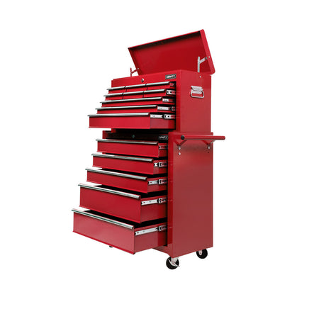 Giantz 14 Drawer Tool Box Cabinet Chest Mechanic Garage Storage Trolley Red - ElectronX Plus