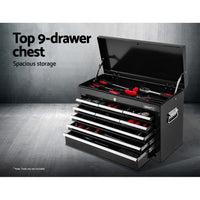 Giantz 16 Drawer Tool Box Cabinet Chest Trolley Toolbox Garage Storage Black - ElectronX Plus