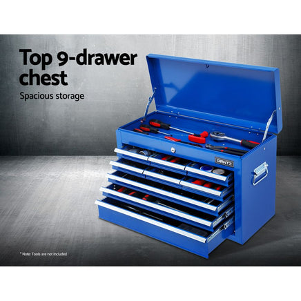 Giantz Tool Chest and Trolley Box Cabinet 16 Drawers Cart Garage Storage Blue - ElectronX Plus