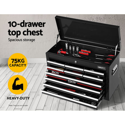 Giantz 17 Drawer Tool Box Cabinet Chest Trolley Toolbox Garage Storage Box Black - ElectronX Plus