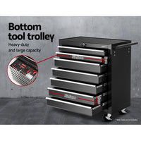 Giantz 17 Drawer Tool Box Cabinet Chest Trolley Toolbox Garage Storage Box Black - ElectronX Plus