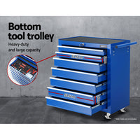 Giantz 17 Drawer Tool Box Cabinet Chest Trolley Toolbox Garage Storage Box Blue - ElectronX Plus