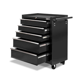 Giantz 5 Drawer Tool Box Cabinet Chest Trolley Box Garage Storage Toolbox Black - ElectronX Plus