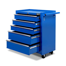 Giantz 5 Drawer Tool Box Cabinet Chest Trolley Box Garage Storage Toolbox Blue - ElectronX Plus