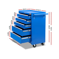 Giantz 5 Drawer Tool Box Cabinet Chest Trolley Box Garage Storage Toolbox Blue - ElectronX Plus