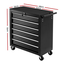 Giantz 6 Drawer Tool Box Cabinet Chest Trolley Cart Garage Toolbox Storage - ElectronX Plus