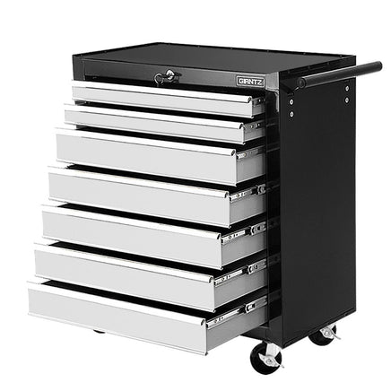 Giantz 7 Drawer Tool Box Cabinet Chest Trolley Storage Garage Toolbox Grey - ElectronX Plus