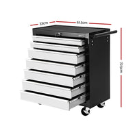 Giantz 7 Drawer Tool Box Cabinet Chest Trolley Storage Garage Toolbox Grey - ElectronX Plus