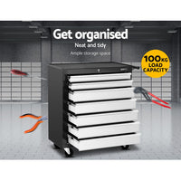 Giantz 7 Drawer Tool Box Cabinet Chest Trolley Storage Garage Toolbox Grey - ElectronX Plus