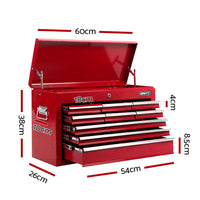 Giantz 9 Drawer Tool Box Cabinet Chest Toolbox Storage Garage Organiser Red - ElectronX Plus