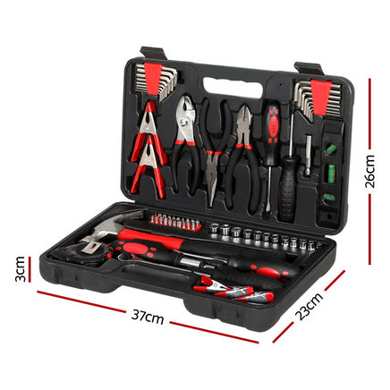 Giantz 70pcs Tool Kit Set Box Household Toolbox Repair Hard Case Black - ElectronX Plus