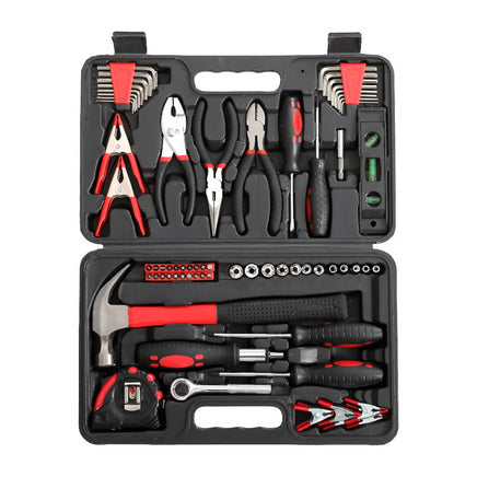 Giantz 70pcs Tool Kit Set Box Household Toolbox Repair Hard Case Black - ElectronX Plus