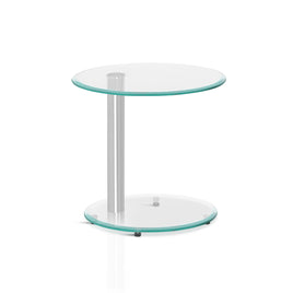 Artiss Coffee Table Round Tempered Glass Side End Beside Tables Cafe 45cm - ElectronX Plus