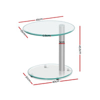 Artiss Coffee Table Round Tempered Glass Side End Beside Tables Cafe 45cm - ElectronX Plus