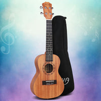 Alpha 23" Ukulele Natural Mahogany Concert Beginner Gift w/ Carry Bag - ElectronX Plus