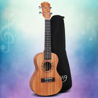 Alpha 26" Ukulele Natural Mahogany Tenor Beginner Gift w/ Carry Bag - ElectronX Plus