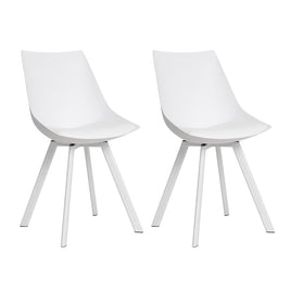 Artiss Dining Chairs Set of 2 PU Leather Plastic Metal White - ElectronX Plus