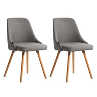 Artiss Dining Chairs Set of 2 Fabric Wooden Grey - ElectronX Plus