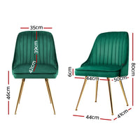 Artiss Dining Chairs Set of 2 Velvet Channel Tufted Green - ElectronX Plus