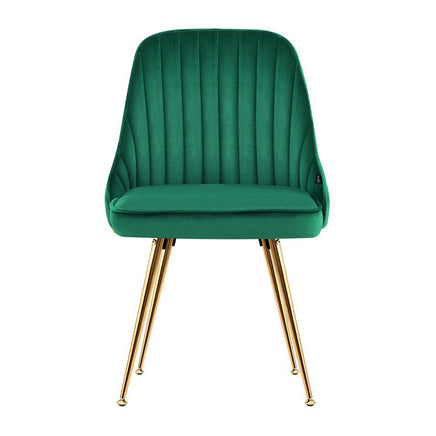 Artiss Dining Chairs Set of 2 Velvet Channel Tufted Green - ElectronX Plus