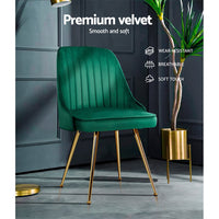 Artiss Dining Chairs Set of 2 Velvet Channel Tufted Green - ElectronX Plus