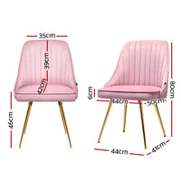 Artiss Dining Chairs Set of 2 Velvet Channel Tufted Pink - ElectronX Plus