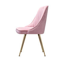 Artiss Dining Chairs Set of 2 Velvet Channel Tufted Pink - ElectronX Plus