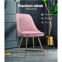 Artiss Dining Chairs Set of 2 Velvet Channel Tufted Pink - ElectronX Plus