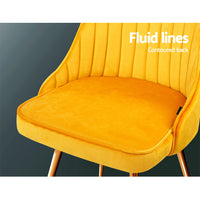 Artiss Dining Chairs Set of 2 Velvet Channel Tufted Yellow - ElectronX Plus