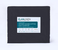 Elan Linen 100% Egyptian Cotton Vintage Washed 500TC Charcoal Double Bed Sheets Set - ElectronX Plus