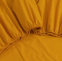 Elan Linen 100% Egyptian Cotton Vintage Washed 500TC Mustard Double Bed Sheets Set - ElectronX Plus