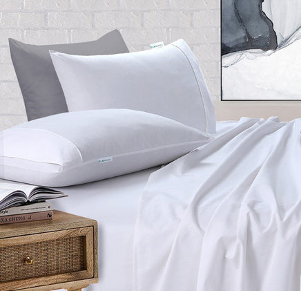 Elan Linen 100% Egyptian Cotton Vintage Washed 500TC White Double Bed Sheets Set - ElectronX Plus