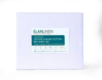 Elan Linen 100% Egyptian Cotton Vintage Washed 500TC White Double Bed Sheets Set - ElectronX Plus